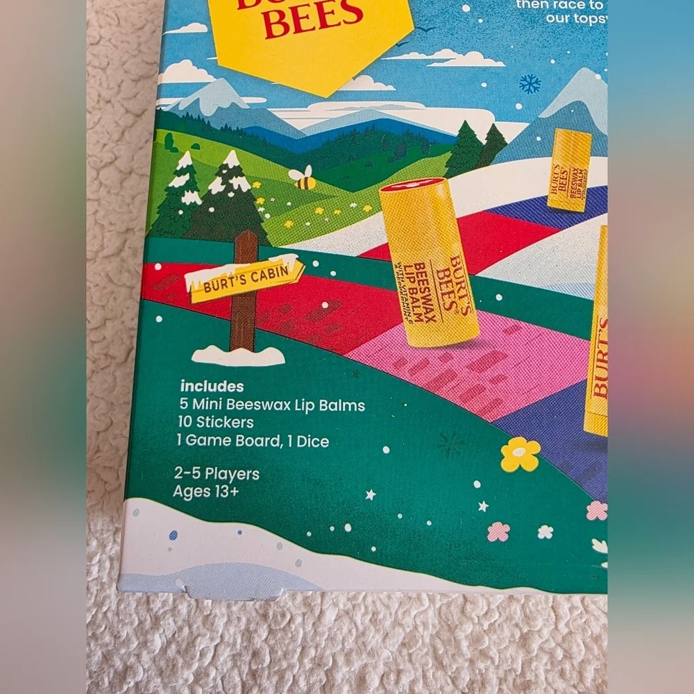 New Burt's Bees Holiday Limited Edition Follow that Bee Board Game Lip Balm Gift